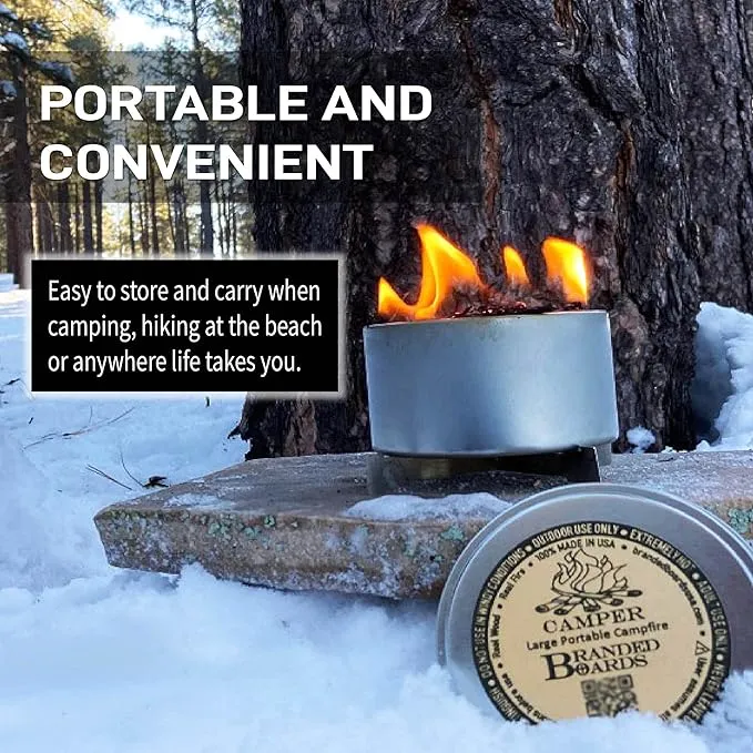 | Made in USA | Portable Mini Bonfire Campfire in a Can | Reusable & up to 5 Hours of Burn Time | Picnics Parties S'Mores Gifts Bushcraft Camping Survival Emergencies