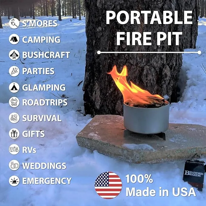 | Made in USA | Portable Mini Bonfire Campfire in a Can | Reusable & up to 5 Hours of Burn Time | Picnics Parties S'Mores Gifts Bushcraft Camping Survival Emergencies