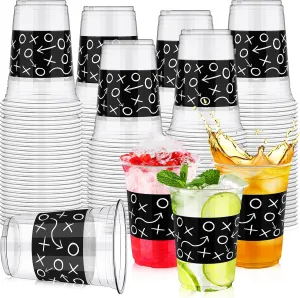 100 Pcs 16 oz Football Plastic Cups, Football Themed Party Supplies, Disposable Clear Football Party Beverage Ice Cream Coffee Cups for Football Sport Theme Birthday Party Favors Toy