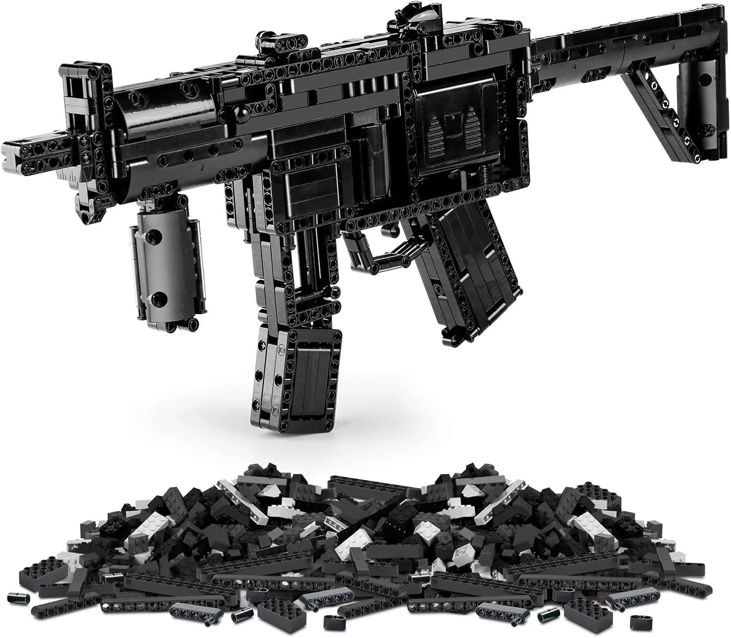 1:1 MP5 Electric SMG Building Block Guns Sets – Tactical 1589PCS DIY Army Model Toy Gun for Men Adults Boys Age 8 , Rapid-Fire Automatic Brick Battle Kit – Gift for Military Fans & Collectors