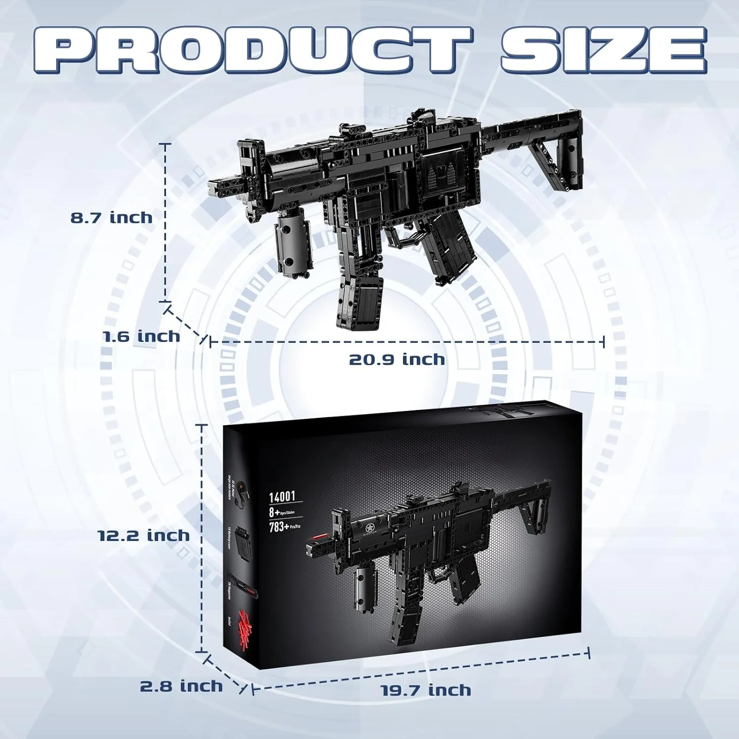 1:1 MP5 Electric SMG Building Block Guns Sets – Tactical 1589PCS DIY Army Model Toy Gun for Men Adults Boys Age 8 , Rapid-Fire Automatic Brick Battle Kit – Gift for Military Fans & Collectors
