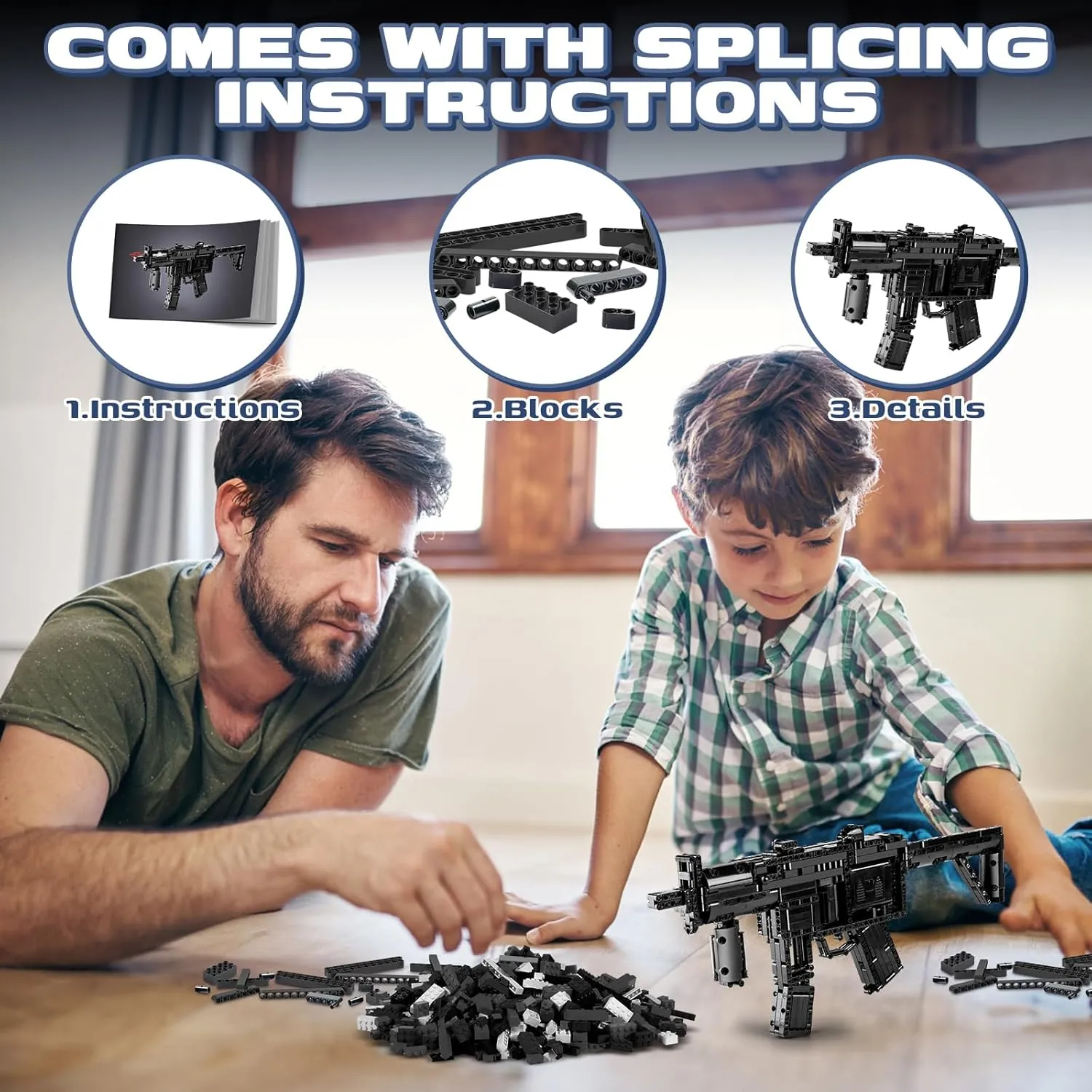 1:1 MP5 Electric SMG Building Block Guns Sets – Tactical 1589PCS DIY Army Model Toy Gun for Men Adults Boys Age 8 , Rapid-Fire Automatic Brick Battle Kit – Gift for Military Fans & Collectors