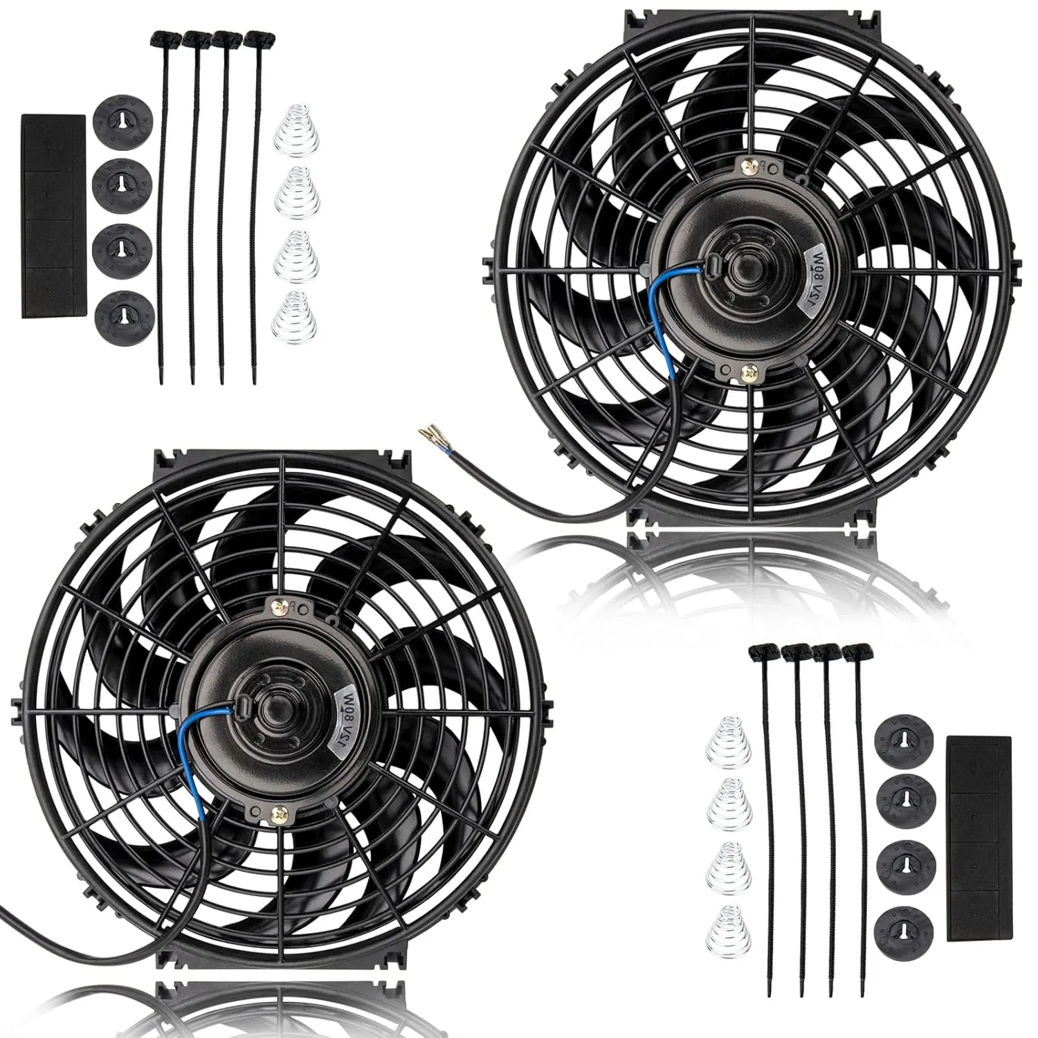 12 Inch Radiator Cooling Fan, 12 Inch Radiator Cooling Fan Universal Slim Fan Push Pull Electric Radiator  12v 80W Mount Kit