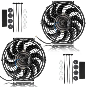 12 Inch Radiator Cooling Fan, 12 Inch Radiator Cooling Fan Universal Slim Fan Push Pull Electric Radiator  12v 80W Mount Kit
