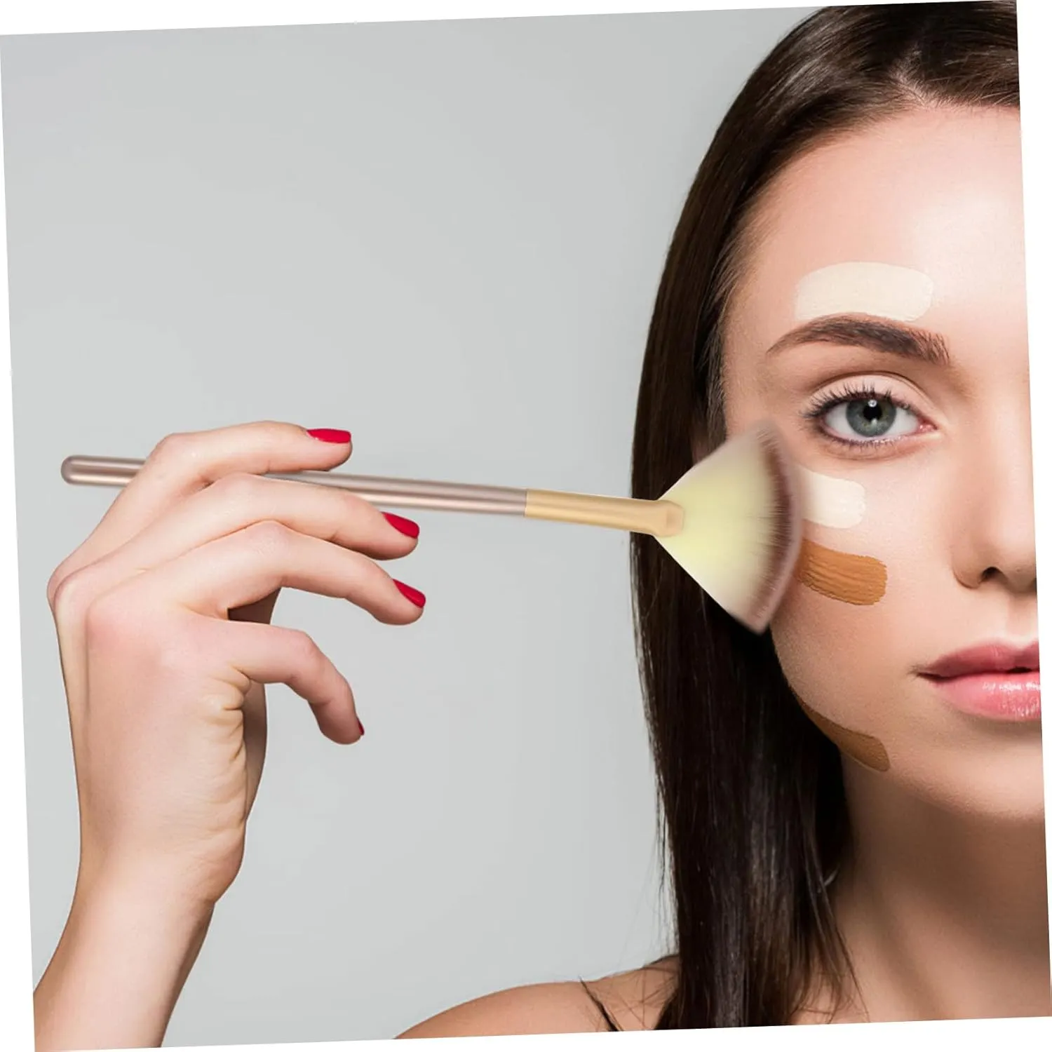 18pcs Portable Makeup Brush Soft Synthetic Face Powder Fan and Highlighter Brushes for Easy Application and Cleaning for Daily and