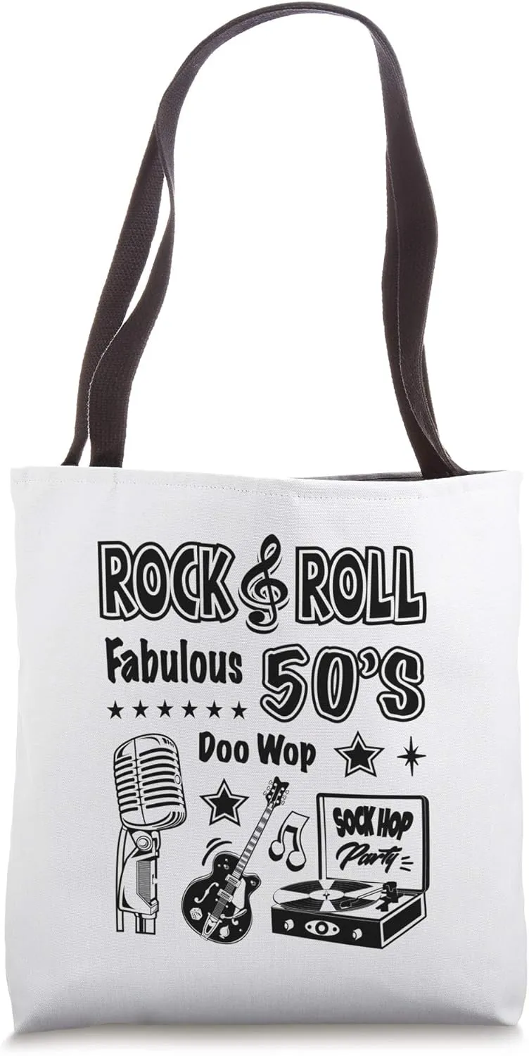 1950s Sock Hop Rockabilly 50s Gifts Doo Wop Rock and Roll Tote Bag