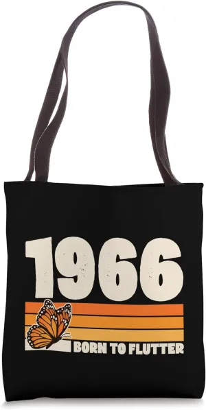 1966 Birth Year Born To Flutter Butterfly Theme Birthday Tote Bag
