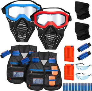 2 Sets Kids Tactical Vest Kit Tactical Mask for Boys Girls Face Protective Shooting Game Party Series