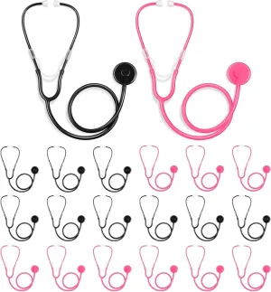 20 Pcs Kids Stethoscope Toy Real Working Plastic Stethoscope for Kids Role Play Girls Boys Doctor Nurse Accessories Costume School Career Day Cosplay(Black, Pink)