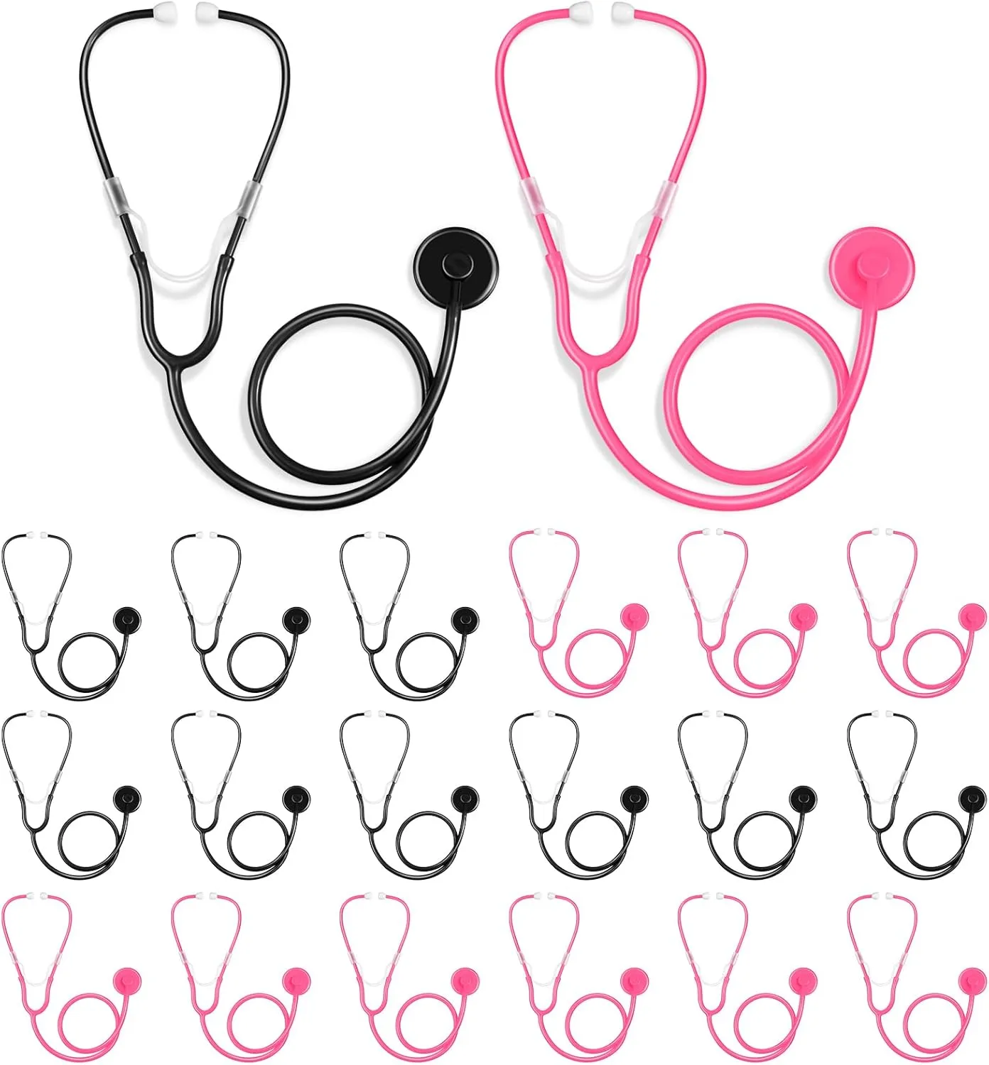 20 Pcs Kids Stethoscope Toy Real Working Plastic Stethoscope for Kids Role Play Girls Boys Doctor Nurse Accessories Costume School Career Day Cosplay(Black, Pink)
