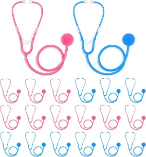 20 Pcs Kids Stethoscope Toy Real Working Plastic Stethoscope for Kids Role Play Girls Boys Doctor Nurse Accessories Costume School Career Day Cosplay(Blue, Pink)