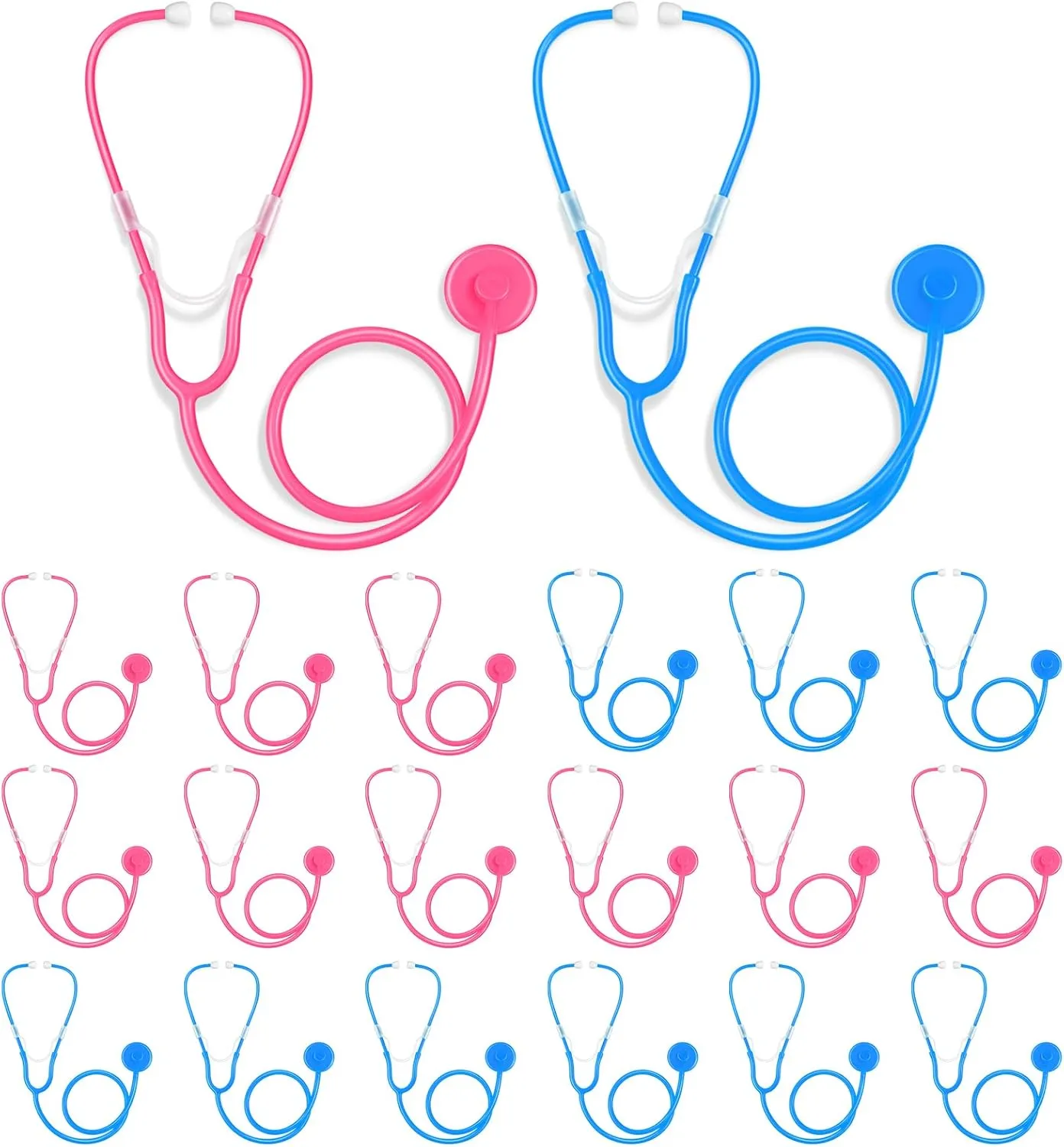 20 Pcs Kids Stethoscope Toy Real Working Plastic Stethoscope for Kids Role Play Girls Boys Doctor Nurse Accessories Costume School Career Day Cosplay(Blue, Pink)