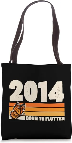 2014 Birth Year Born To Flutter Butterfly Theme Birthday Tote Bag
