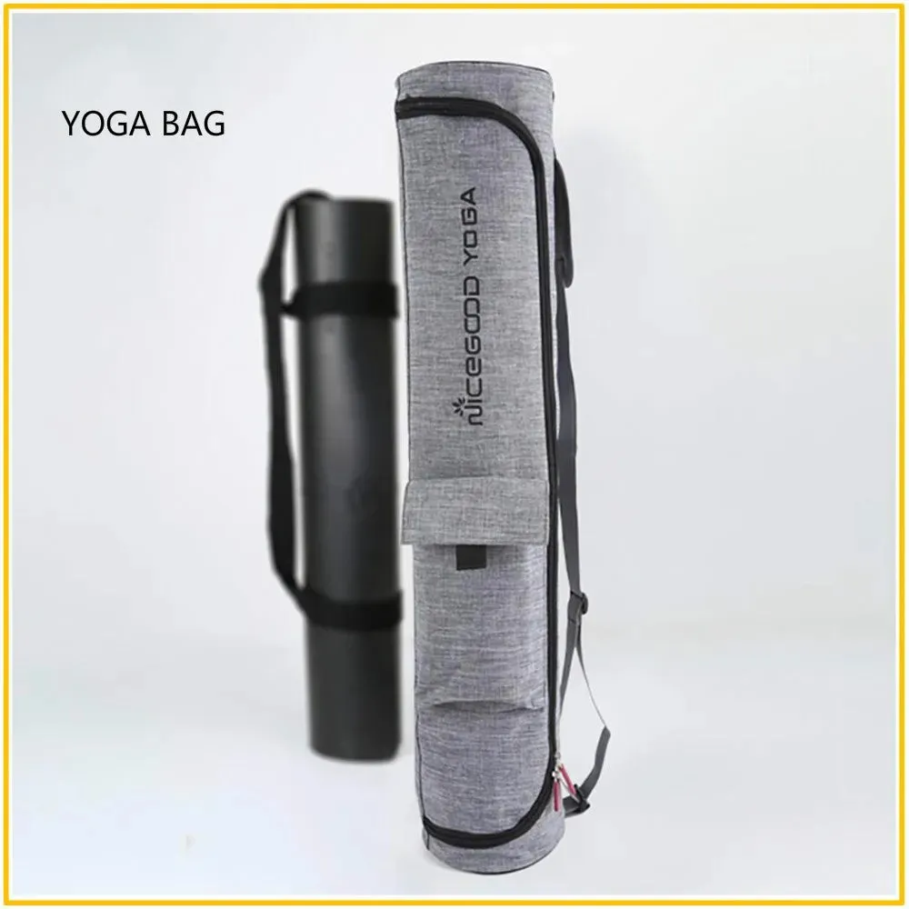2024 Yoga Mat Gym Bag with Side Pockets Waterproof Carrier Durable Canvas Cotton Yoga Backpack Carry Strap Drawstring