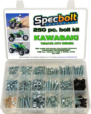 250pc Specbolt Kawasaki ATV Bolt Kit for Maintenance & Restoration - OEM Spec Fasteners for KXF250 (84-88), TECATE 4 Wheel & 3 Wheel ATVS