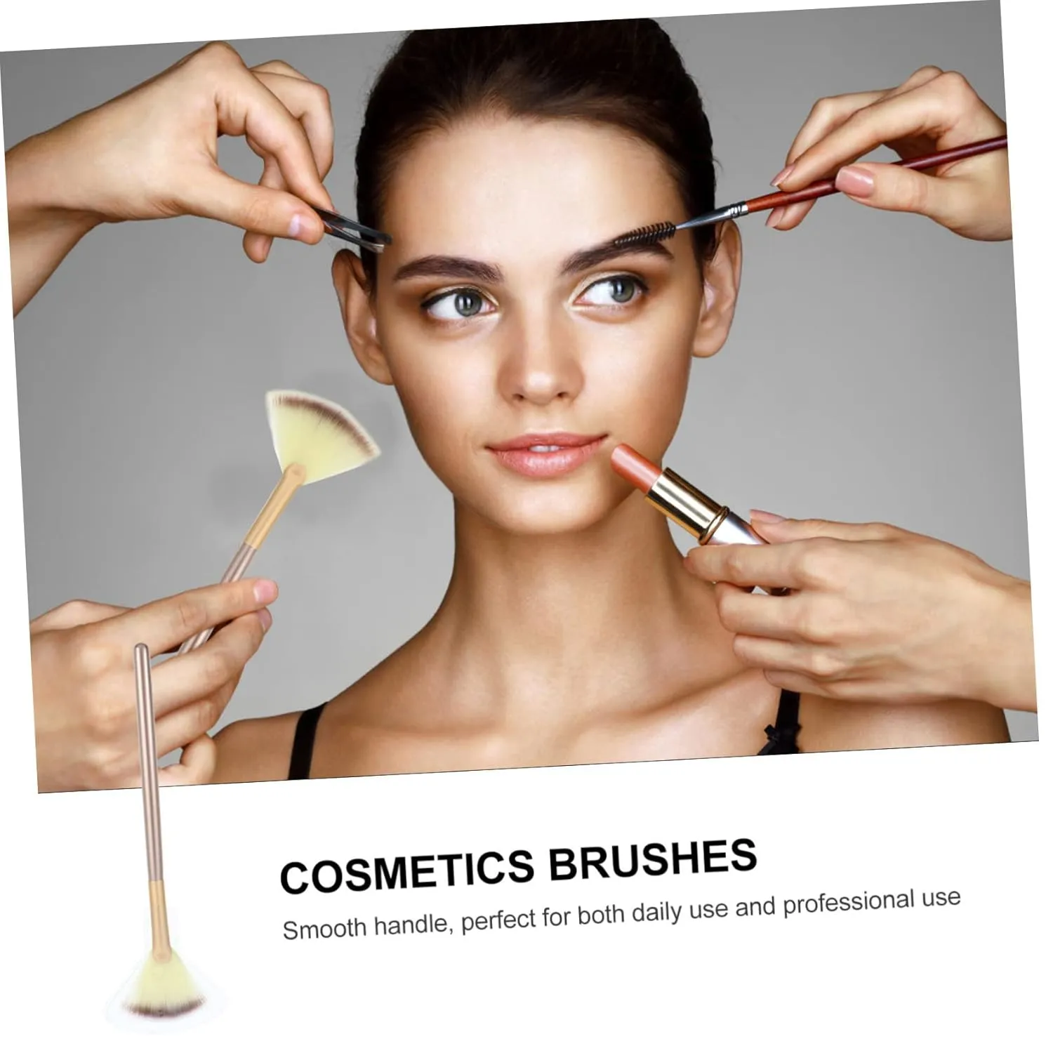 2sets Facial Fan Brushes Fluffy Makeup Brush Applicator Makeup Kit Contouring and Powder for Smooth Application 9pcs*2