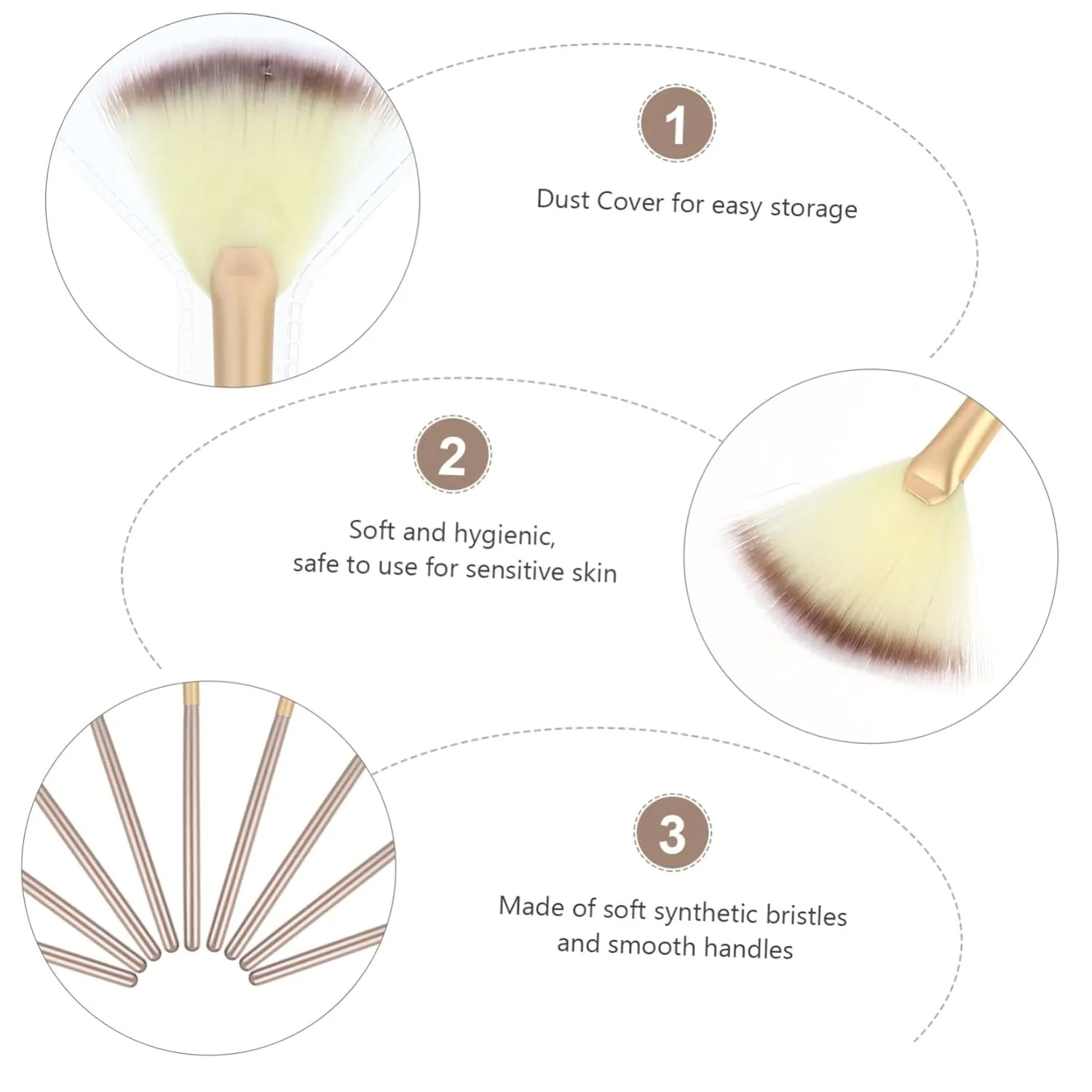2sets Facial Fan Brushes Fluffy Makeup Brush Applicator Makeup Kit Contouring and Powder for Smooth Application 9pcs*2