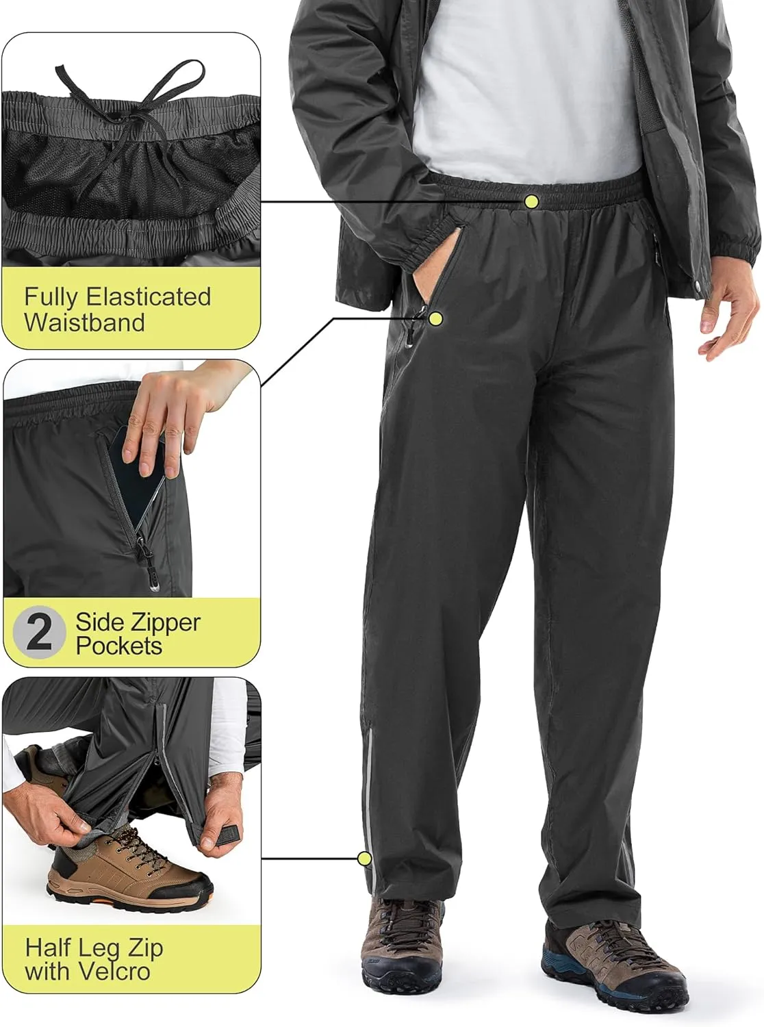33,000ft Men's Rain Suit Packable Waterproof Lightweight Rain Gear for Golf Hiking Cycling 2 Pieces (Jackets and Pants)