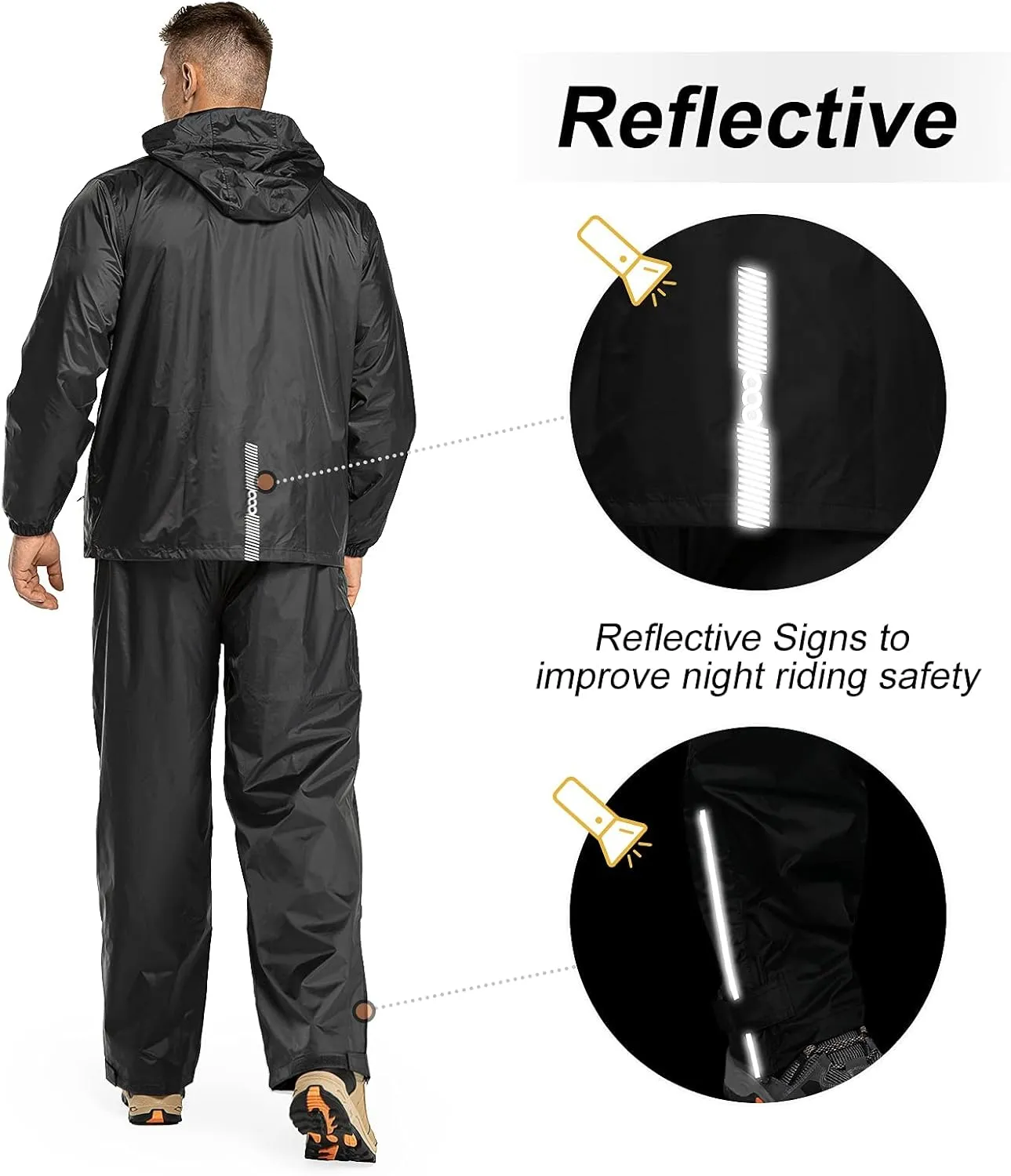 33,000ft Men's Rain Suit Packable Waterproof Lightweight Rain Gear for Golf Hiking Cycling 2 Pieces (Jackets and Pants)