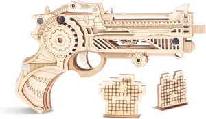 3D Wooden Puzzles for Adults Gun Rubber Bands Gun Toy DIY Building Model Kits Assembly Puzzle Gifts for Teens