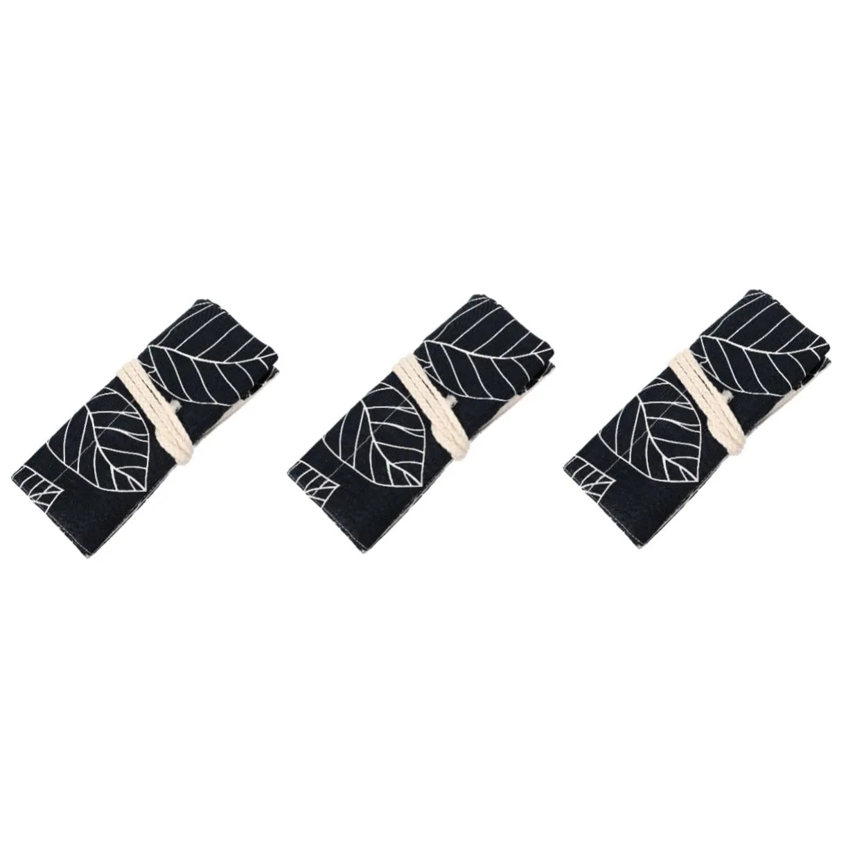 3pcs Makeup Brush Rolling Case Pouch Portable Travel Pencil Storage Bag Stylish Cosmetic Organizer Slots for Students and Professionals Design