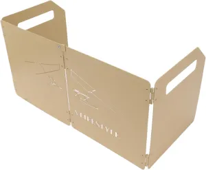4 Plates Folding Stove Windscreen with Handle Thicken Oilproof Carbon Steel Camping Stove Windshield for Outdoors BBQ (Khaki)
