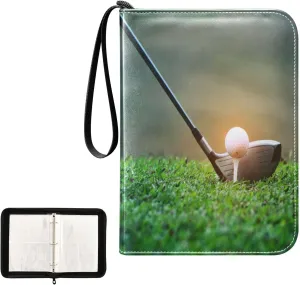 4 Pocket Card Binder, Golf Theme Sport Ball Trading Card Holder fits 400 Cards with 50 Removable Sleeves, 3 Ring Binder Card Albums Folders for Collectible Game Sports Cards Photos