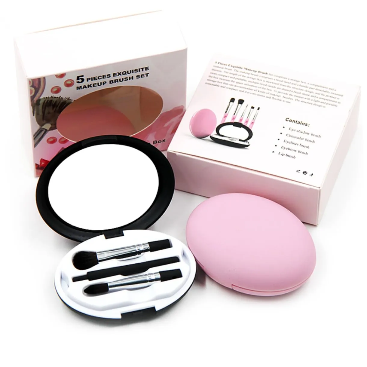 5-piece Makeup Brush Kit Set Labeled Brushes for Eye Shadow Essential Daily Eye Makeup Tools
