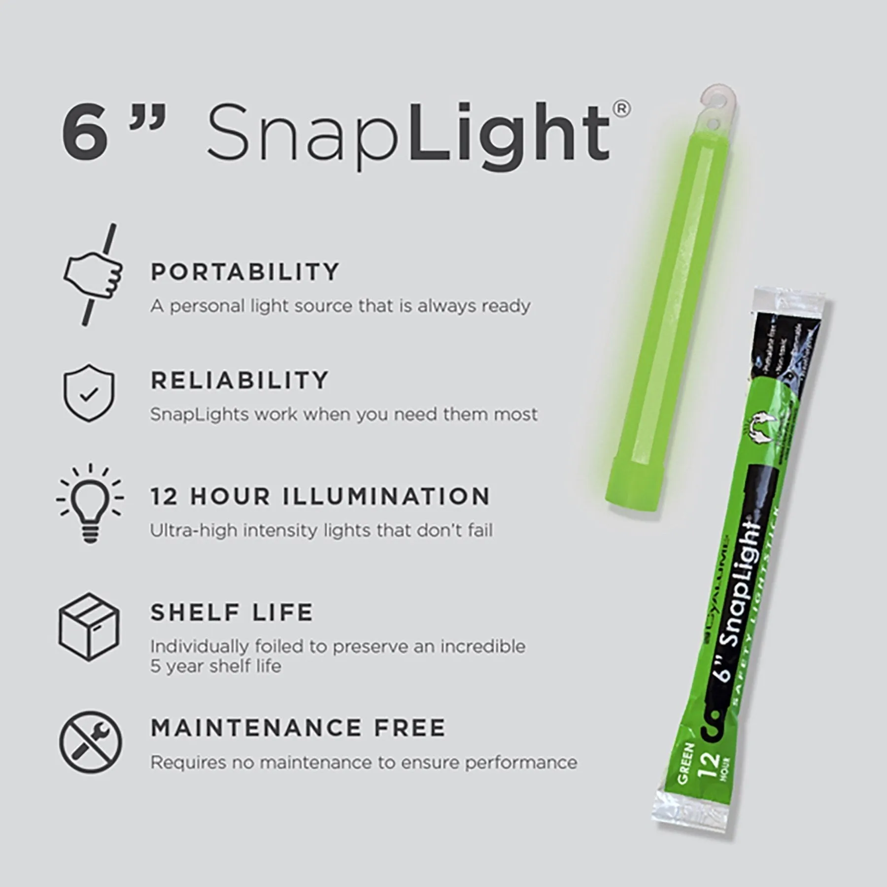 6” SnapLight (15cm) lightsticks (Cyalume® Branded)