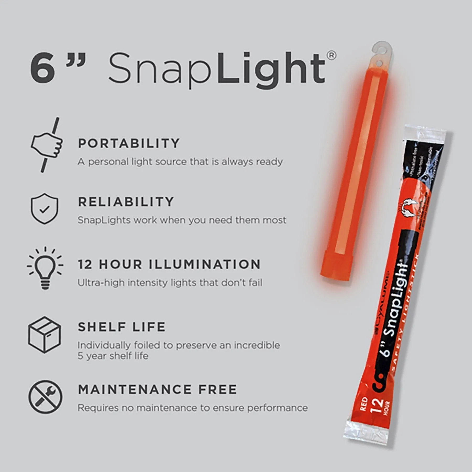 6” SnapLight (15cm) lightsticks (Cyalume® Branded)