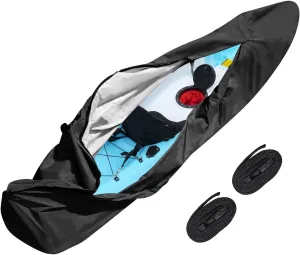 600D Waterproof Kayak Cover Fade and Tear Resistant for Outdoor Storage Heavy Duty Canoe Cover with 2 Windproof Straps 16 ft Long and Beam Width up to 36 inch