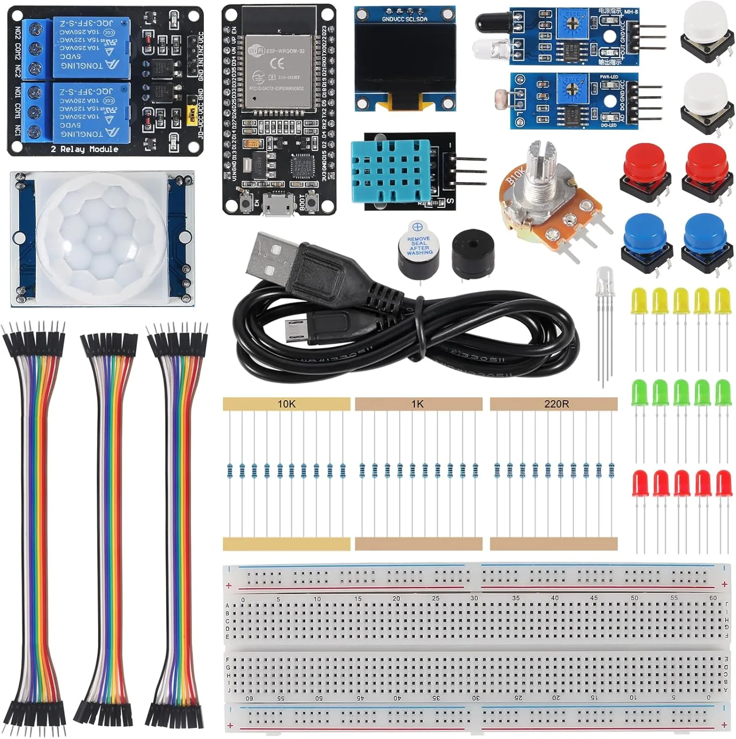 95pcs Basic Starter Kit for ESP32 ESP-32S WiFi Development Board for Arduino Project Learning Kit with Tutorials ESP32 kit with Box