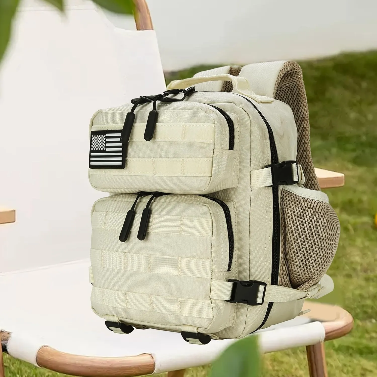 9L Mini Tactical Backpack for Men and Women, Tactical Backpack Small for Hiking, Small Tactical Bag (CreamColored)
