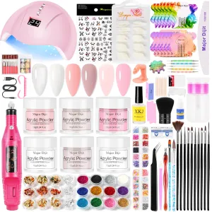 Acrylic Nail Kit Set Electric Drill Manicure Dryer Lamp Acrylic Nail 3D Art Manicure Supplies for beginners with everything