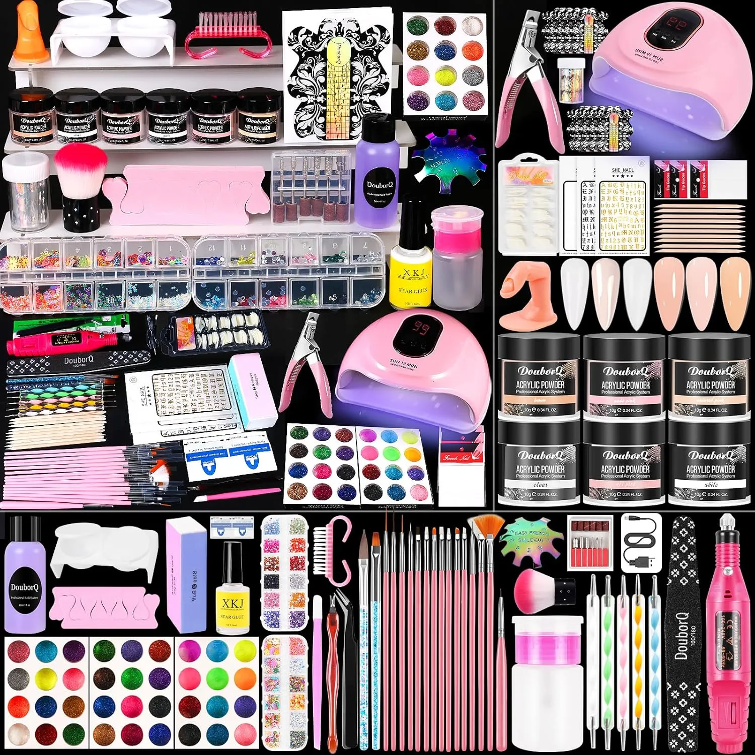 Acrylic Nail Kit With Drill And U V Light Full Nail Kit Set Professional Nail Starter Kit For Beginners Acrylic With Everything