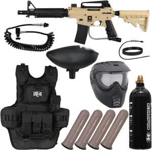 Action Village Tippmann US Army Alpha Black Elite Tactical Heavy Gunner Paintball Gun Package Kit - Tan