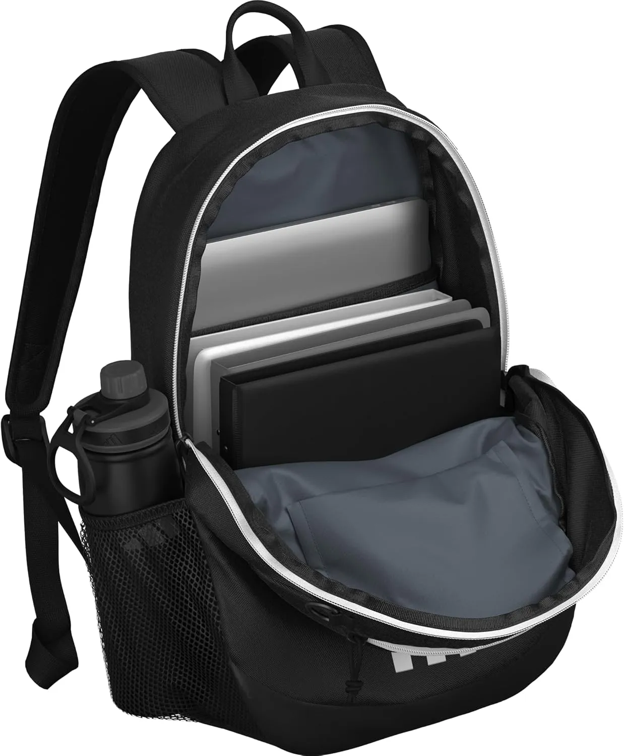 adidas Originator Small Backpack for Men and Women, Athletic Book Bag with Laptop Sleeve, Black/White, One Size