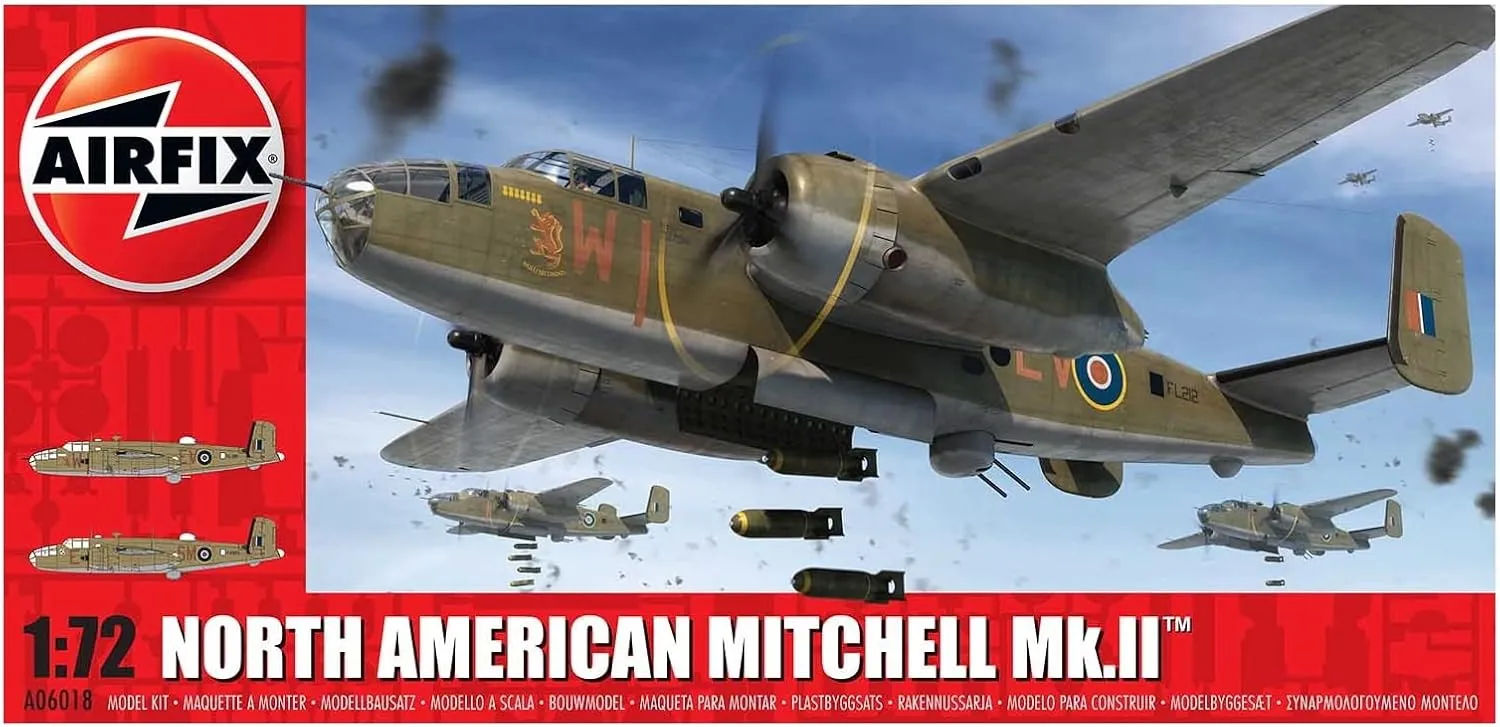 Airfix North American Mitchell MK II 1:72 WWII Military Aircraft Plastic Model Kit A06018