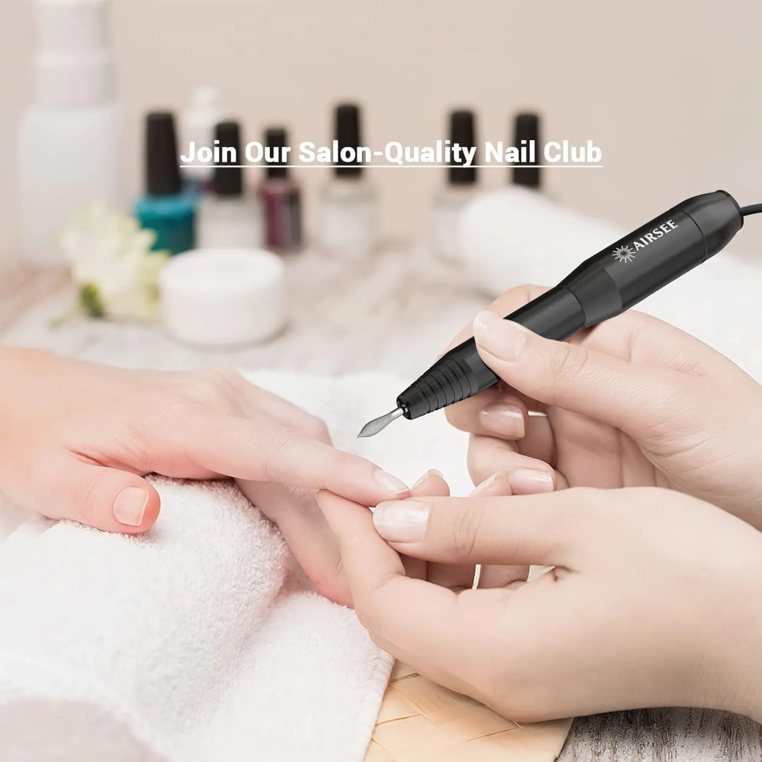 AIRSEE Studio Basic Adapter Portable Electric Nail Drill Machine for Professional, EFile for Acrylic Gel Nails and Manicure Pedicure Polishing Shape, Electric Nail File Kit for Salon Black