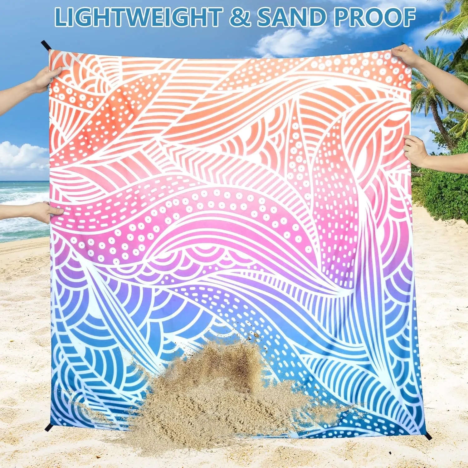 AISPARKY Beach Blanket Waterproof Sandproof Quick Drying Beach Mat Extra Large Outdoor Picnic Blanket for Travel Camping Hiking