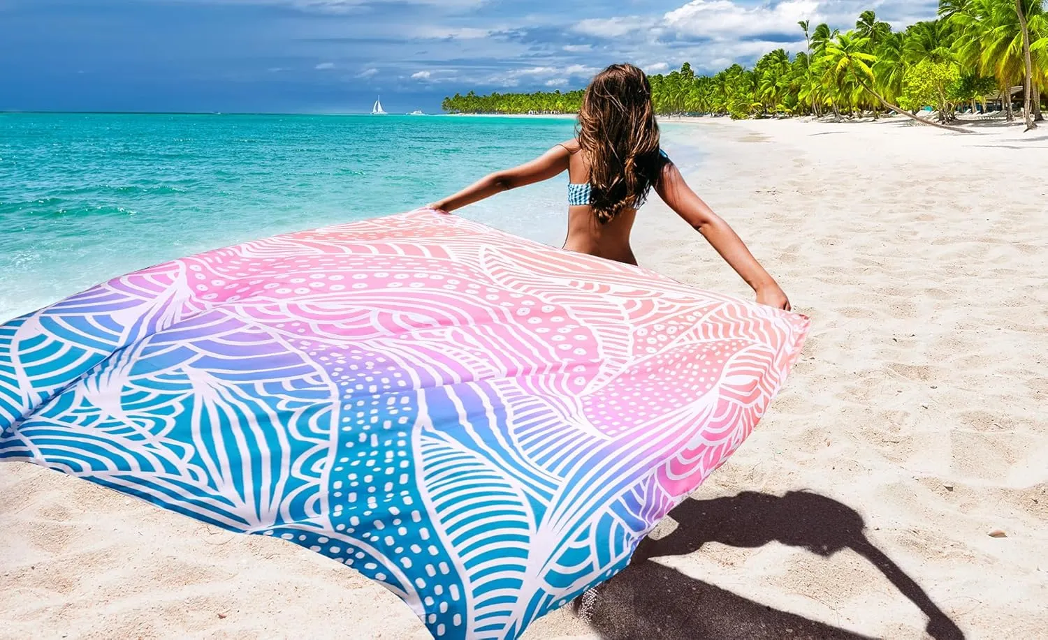 AISPARKY Beach Blanket Waterproof Sandproof Quick Drying Beach Mat Extra Large Outdoor Picnic Blanket for Travel Camping Hiking
