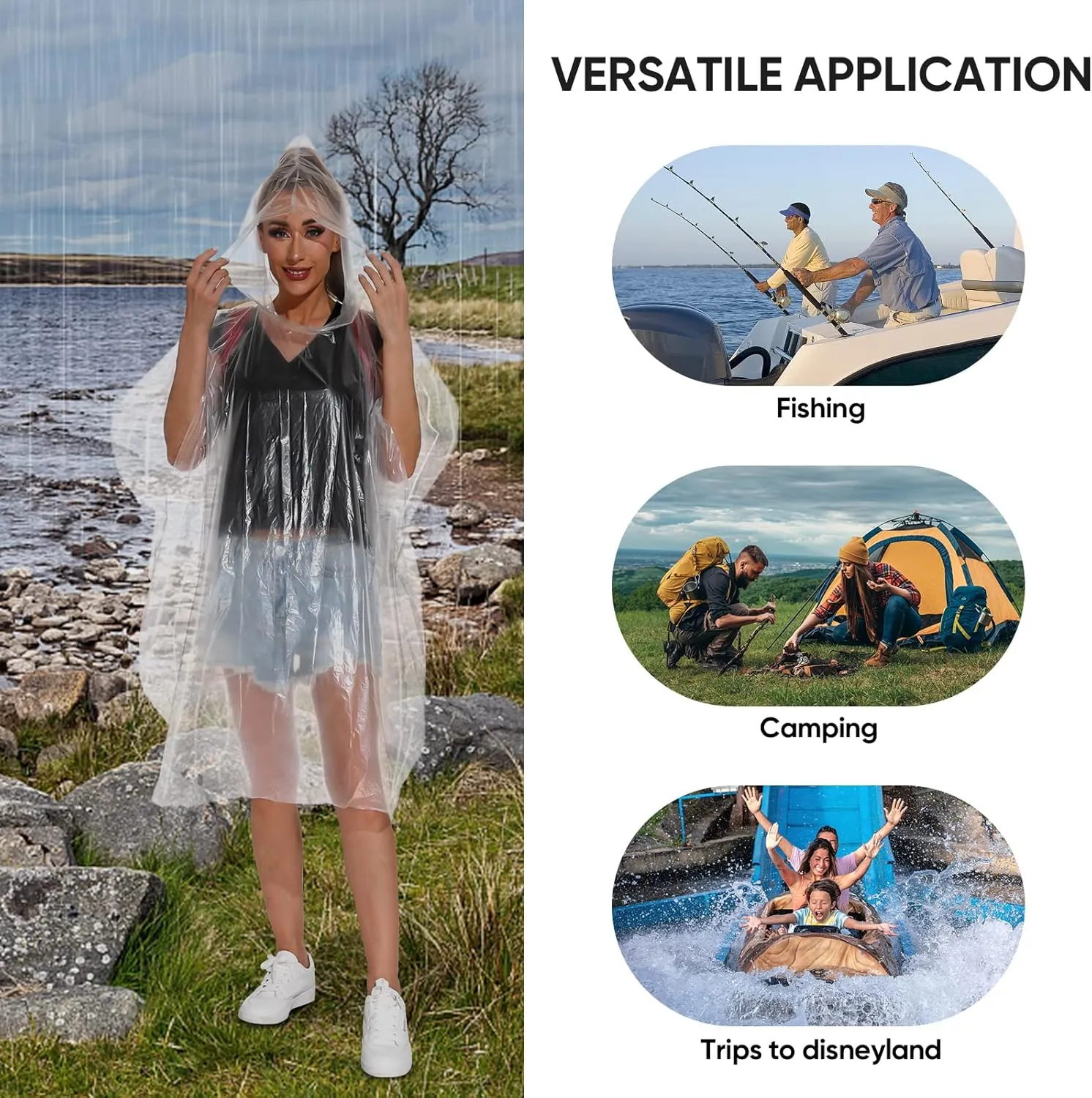 APEXUP Disposable Rain Ponchos for Adults, Emergency Rain Poncho for Camping Hiking Travelling