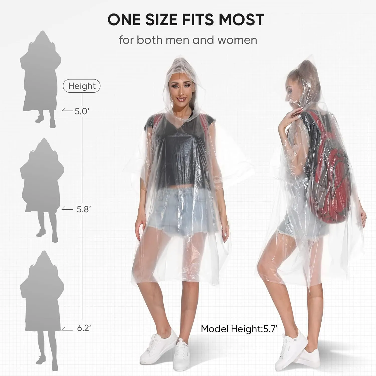 APEXUP Disposable Rain Ponchos for Adults, Emergency Rain Poncho for Camping Hiking Travelling