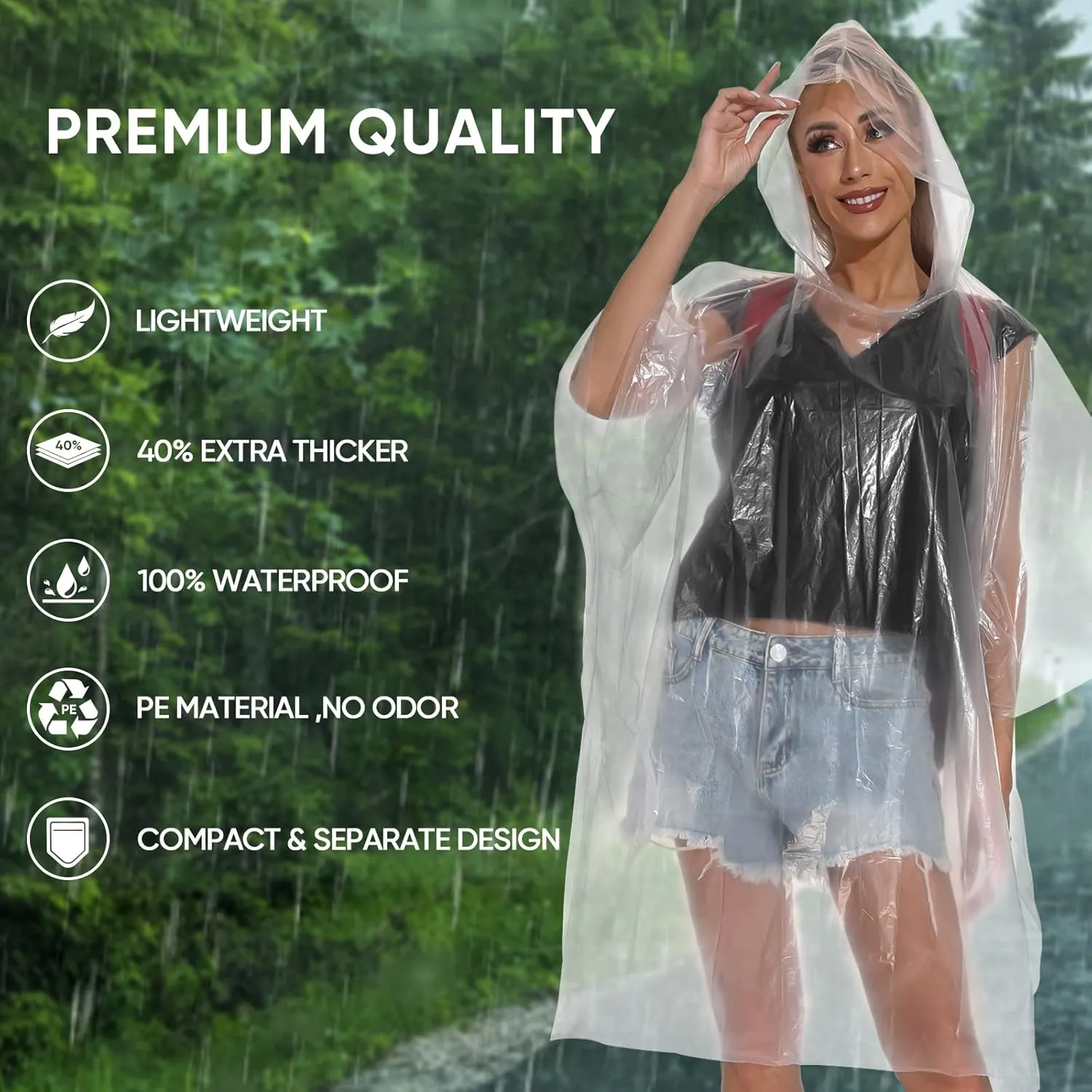 APEXUP Disposable Rain Ponchos for Adults, Emergency Rain Poncho for Camping Hiking Travelling