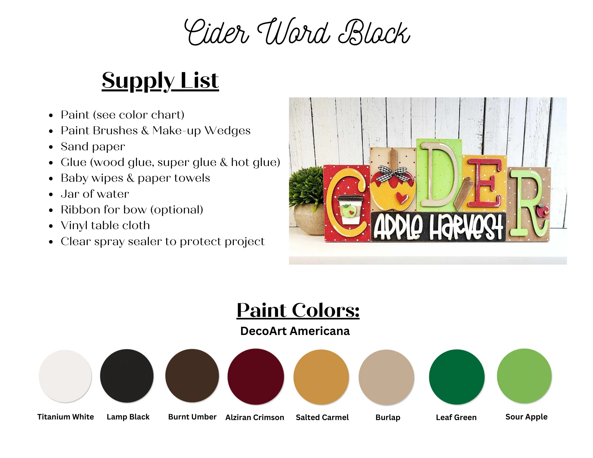 Apple Cider Harvest Collection- Apple Cider Word Block