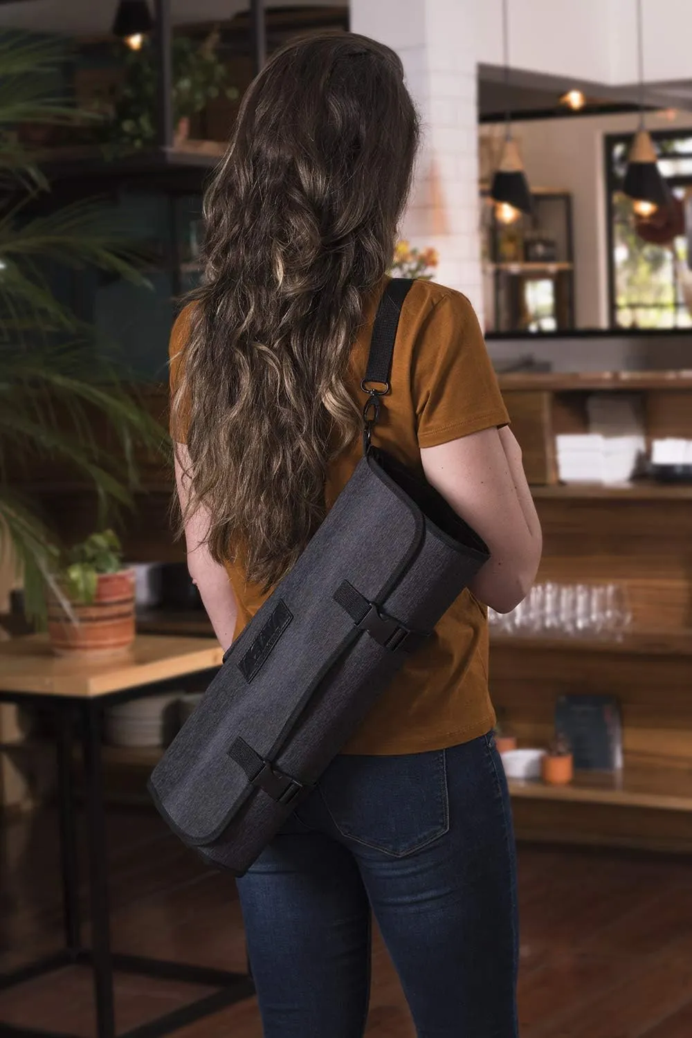 Asaya Chef Knife Roll Bag - 20 Total Pockets for Knives and Kitchen Utensils - Made with Stain Resistant Waxed Nylon - For Chefs and Culinary Students - Knives Not Included(Black)