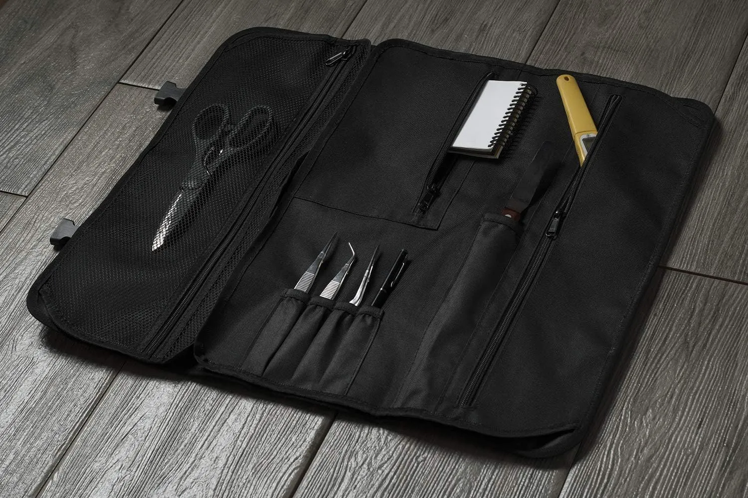 Asaya Chef Knife Roll Bag - 20 Total Pockets for Knives and Kitchen Utensils - Made with Stain Resistant Waxed Nylon - For Chefs and Culinary Students - Knives Not Included(Black)