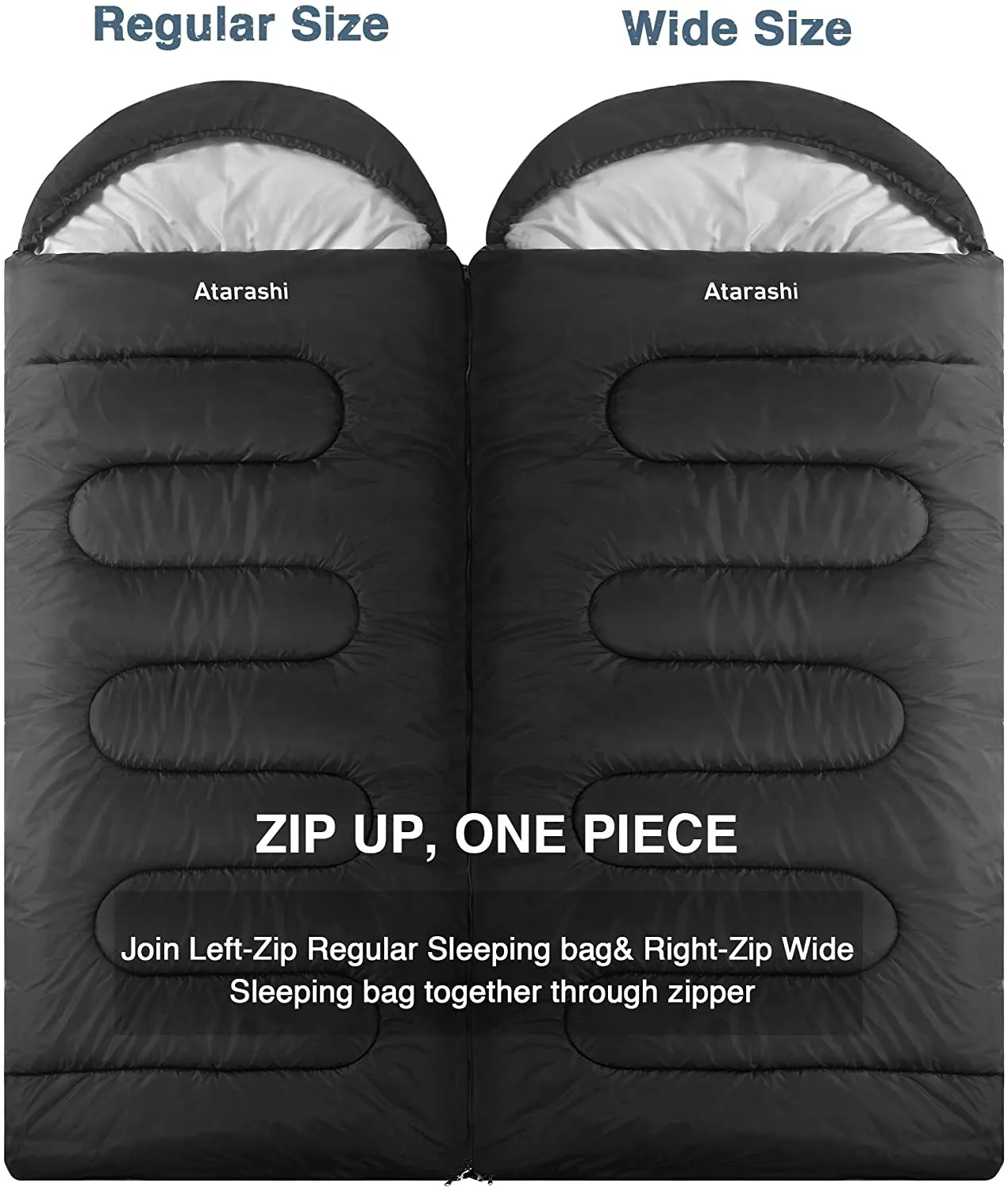 Atarashi Camping Sleeping Bag- 4 Seasons for Adults, Light, Warm, Extra-Large with Compression Sack- Great for Hiking, Backpacking & Outdoor Adventures in Cold Weather