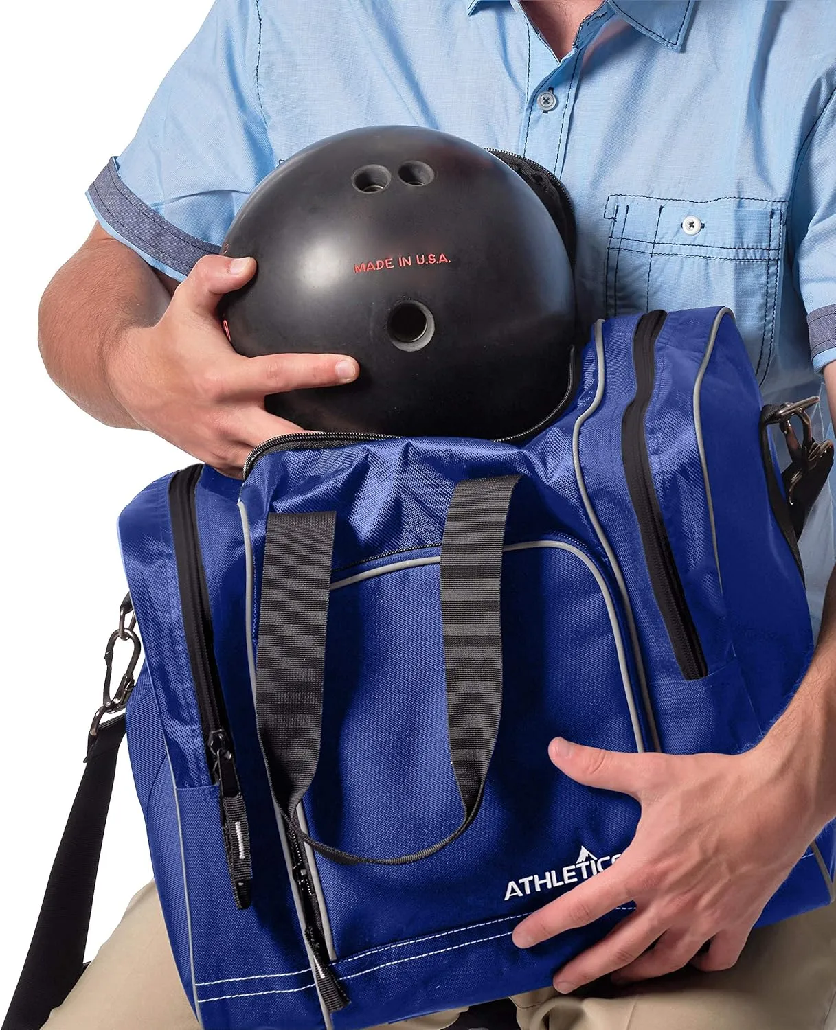 Athletico Bowling Bag for Single Ball - Single Ball Tote Bag With Padded Ball Holder - Fits a Single Pair of Bowling Shoes Up to Mens Size 14