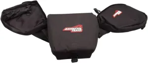 ATV Tank Saddle Bag - Black Front Storage Pack with Adjustable Straps, Dual Padded Compartments, and Narrow Side Pocket for Accessories and Gear